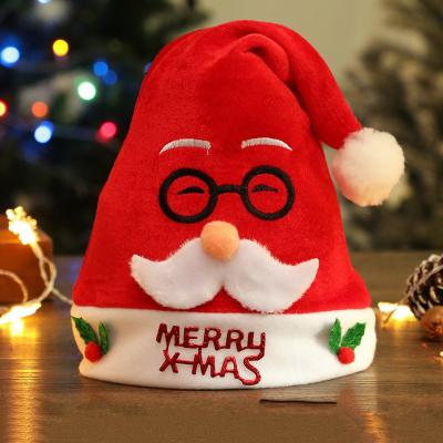 China Red Christmas Hat Merry Christmas Embroidery Strabismus Hat Elk Santa Hat Kids Adult Glass Old Man Dress Hat for sale