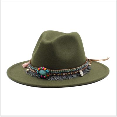 China JOINT Big Brim Jazz Hat Woolen Hat Minority Style Retro Multi-panel 100%Polyester Hat Simply 7 Colors Unisex for sale