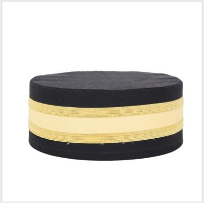 China Custom Adult Doorman Hats Black Plush and Gold Hotel Conductor Hat for sale