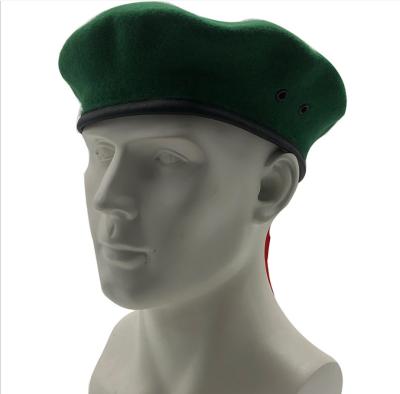 China Green Performance Hats Band Stage School Hats Checked Military Security Berets Winter Wool Berets for sale