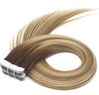 China Raw Indian Best Quality Double Drawn Raw Indian Russian Peruvian Double Drawn Blonde 24inch Double In Hair 100 40pieces Invisible Hair Extension for sale