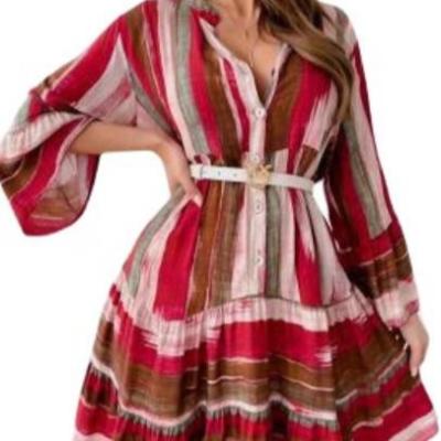 China 2022 Sustainable New Fashion Retro Button Quilting Long Sleeve Dress For Women for sale