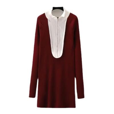 China Breathable Casual Clothing 2022 Wholesale Autumn Vintage Short Dress Knit Long Sleeve Ladies Dress for sale