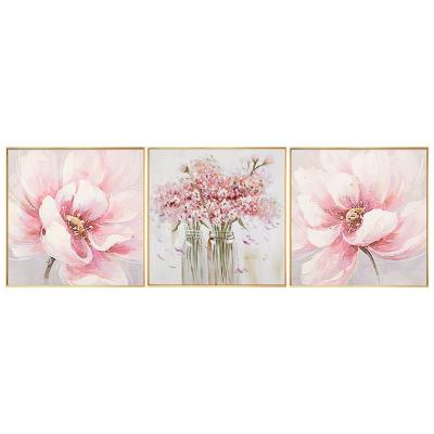 China 100% Handmade Home Decorative Flowers Abstract 3 Pieces Canvas Paintings For Living Room for sale