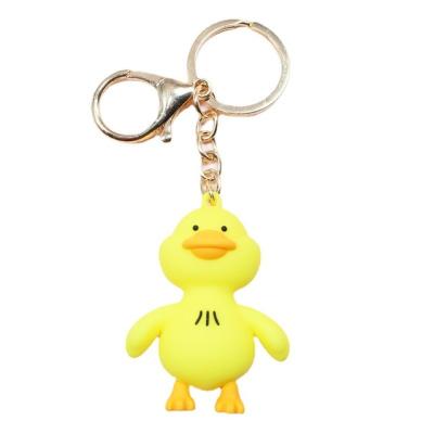 China FREE SAMPLE Promotional Custom 3D Cartoon Cute Duck PVC Soft Rubber Key Chain Charms for sale