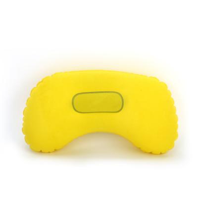 China PORTABLE Custom Logo Flocking PVC U Shaped Inflatable Travel Neck Pillow For Adults for sale