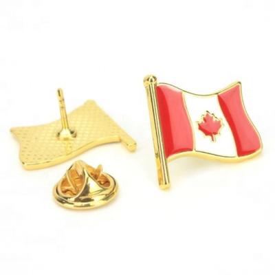 China Europe Custom Design Hot Sales Die Casting Canada Country Flags For Garment 3D Pin Badge Bulk for sale