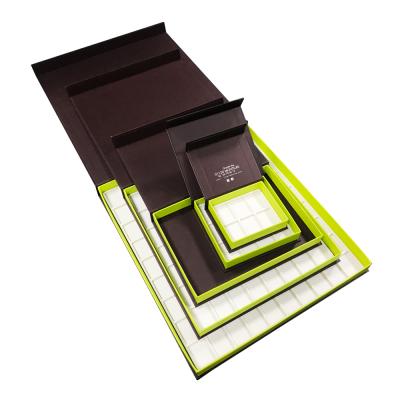 China Wholesale Recyclable Empty Flat Paper Magnetic Grids Packaging Food Grade Chocolate Box With Dividers for sale