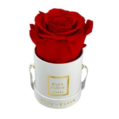 China Recyclable Custom Logo Printed White Jewelry Small Tube Chocolate Flower Round Gift Boxes With Handle And Lids for sale