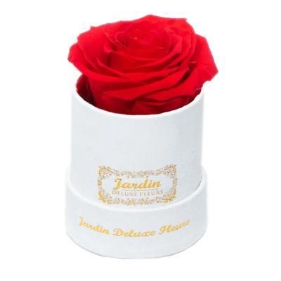 China Free Sample Recyclable Paper Flower Packaging Small Round Gift Luxury White Bottle Box With Removable Lid for sale