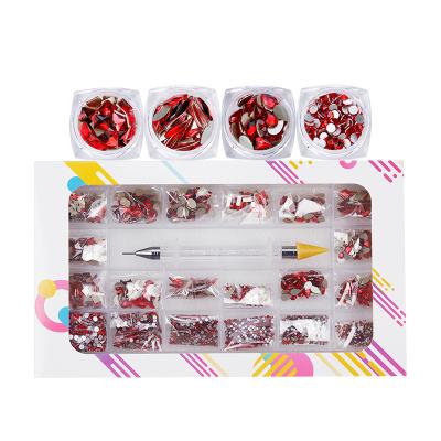 China Chiyan Red Popular Hot Sale Eco-friendly Customize Style On Nail Diamond Rhinestones Nail Crystals Rhinestones Rhinestone Nails for sale