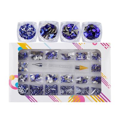 China Blue Popular Hot Sale Eco-friendly Customize Style On Nail Diamond Rhinestones Nail Crystals Rhinestones Rhinestone Nails for sale