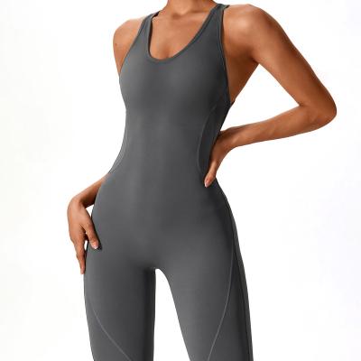 China Breathable New Arrival One Piece Sexy Sleeveless Gym Jumpsuit Running Sports Yoga Sets Back Hollow Out Yoga Jumpsuit For Women for sale