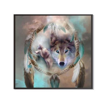 China 2020 Full Round Drill Diamond Painting Amazon Good Selling Living Room Diamond Painting Non-Toxic Wolf Painting For Decoration for sale