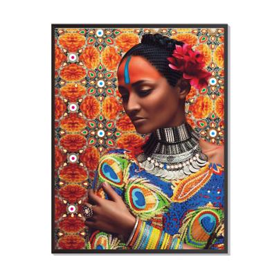 China DIY 5D Full Drill Diamond Painting Kits Non-Toxic Female Arts Crafts Canvas Wall Decor Round Rhinestone Africa for sale