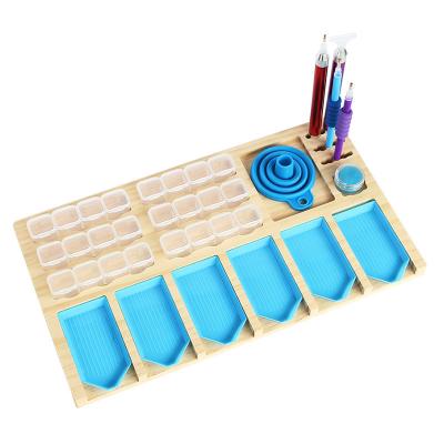 China Multifunctional Solid Wood Diamond Tray Combination Set Environmental Friendly Painting Tray Diamond Storage Tray New for sale