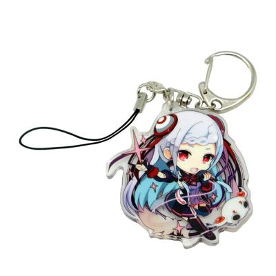 China Plastic Laser Cut Clear Plastic Anime Character Holographic Epoxy Resin Charm Colorful Custom Acrylic Key Chain for sale