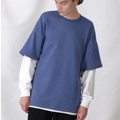 China Custom Logo Men's Color Block Anti-Wrinkle T-shirt Spring Oversize Loose Fashion Long Sleeve Unisex Casual Sweatshirt Stitching Sweatshirt for sale