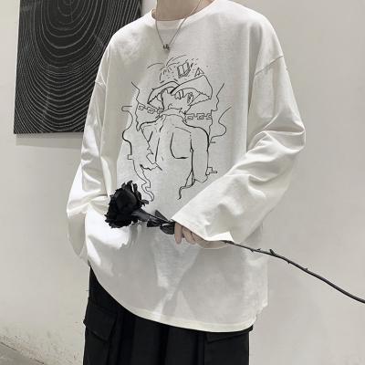 China Casual Custom Logo Print Loose Oversized Fashion Long Sleeve Anti-Wrinkle T-Shirt Long Sleeve Unisex Lightweight Sweatshirt for sale