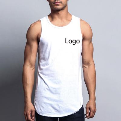 China Anti-pilling Mens Logo White Singlets Round Neck Fitness Blank Custom Basic Tank Tops Solid Color Running Cotton Plain Casual Men's Vest for sale