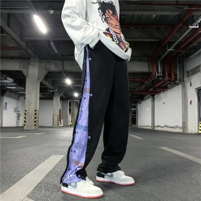 China Trend Breathable Elastic Waist Retro Sports Pants Loose Casual Pants Shapes Sports Wide Leg Street Pants Men for sale