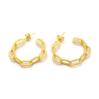 China New Environmental Friendly Geometric Gold Plating C Cavity Shaped Statement Punk Thick Chain Earrings For Women for sale