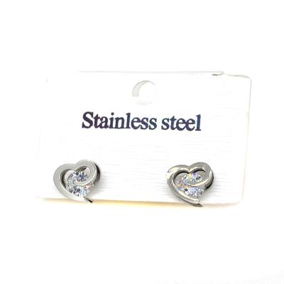 China Various Styles Stainless Steel Environmental Friendly Heart Designs CZ Silver Color Stud Earrings For Women Fashion Jewelry for sale