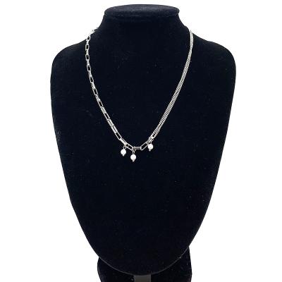 China Environmentally Friendly Silver Bead Link Chain Stainless Steel Necklace Fashion Pendant Jewelry for sale