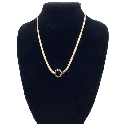 China 2021 Stainless Steel Environmental Friendly Gold Zircon Snake Chain Choker Necklace Chain Jewelry for sale