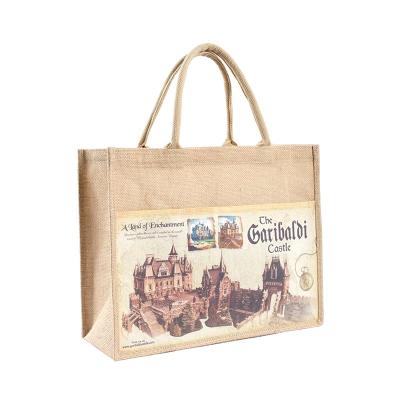 China Hessian Beach Shopping Tote Bags Eco Grocery Bags Jute Handbag Beach Bag Reusable Burlap Hessian Reusable Tote Bags for sale