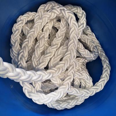 China 8 Braided Nylon Balanced Braid Factory Price White 56mm (Won't Twist) 48mm For Sailboat Safety Yachting Line for sale