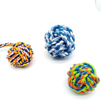 China Large Sustainable High Quality Traction Dog Chewing Rope Toy With Multi Color Tennis Ball for sale