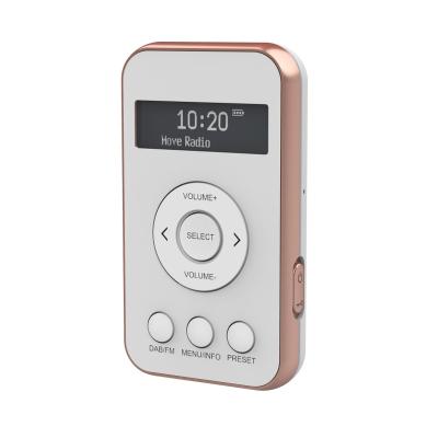 China Jenmart P208 WHITE-PINK Hot Selling DAB+ FM GOLD POCKET DAB RECHARGEABLE PERSONAL RADIO PHONE PLUG (earphone jack) for sale