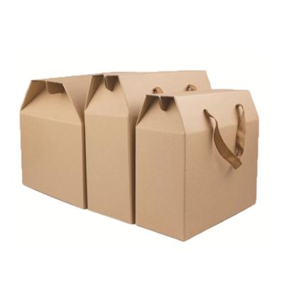 China Recyclable Folding Paper Boxes Paper Bag Cardboard Corrugated Box Portable Customized Packing Food Fruit for sale