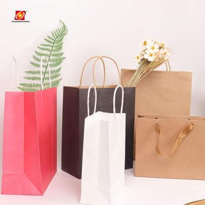 China Recycled Materials Professional Hand Cheap Recycled Kraft Paper Shopping Paper Bag for sale