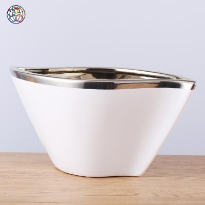 China Chaozhou elegant white color porcelain flower pot modern ceramic bonsai pot with high quality for sale