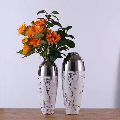 China Modern Creative Container Vase Home Decoration Flower Vase Ceramic Silver Color for sale