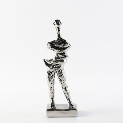 China Simply Porcelain Customized Modern Unique Silver Figure Statue Decoration Small Home Item For Gift for sale