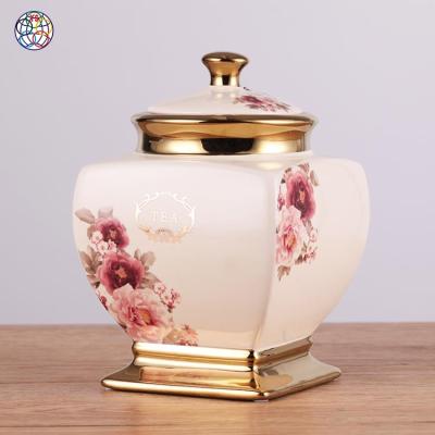 China Price Good Price Gold Style Gold Special Storage Jar Freshness Preservation Ceramic Jar Canister Canister for sale