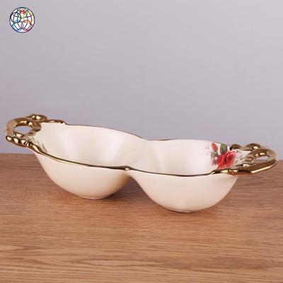 China New Style Decoration Sustainable Food Fruit Tray Dessert Dish Porcelain Ceramic Dish for sale