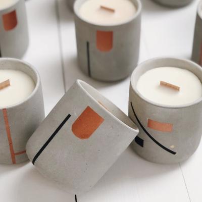 China Wedding Decor Cheap Home Decorative Elegant Candle Container Creative Cement Candle Vessel Jars for sale