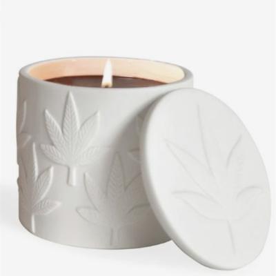 China Cheap Matte Ceramic Candle Jars New Arrival Decor Embossed Elegant Home Candle Ships With Lids for sale