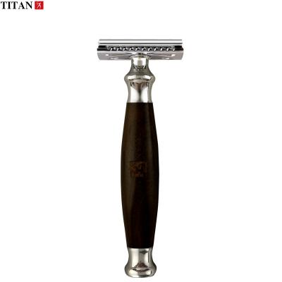 China Single blade safety razor with black ebonywooden handle , double edge safety razors for sale