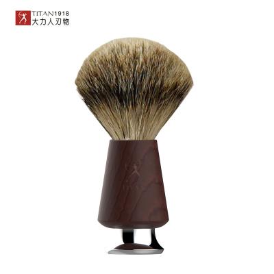 China Wholesale Natural Silver Pure Natural Silver Handle Private Label Titan Natural Hair Badger Badger Synthetic Nylon Shaving Brush For Men for sale