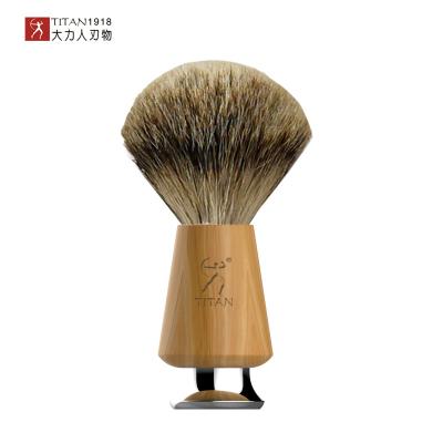 China Hot Selling Natural Titan Men Face Daily Shaving Barber Salon Tool Wooden Handle Beard Care Badger Hair Shaving Brush Set for sale