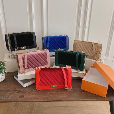 China FANLOSN Fashion New Winter Embroidered Velvet Messenger Bags Cross Body Bags Women Adjust Shape Handbags for sale