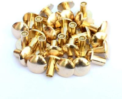 China OEM Brass Mining Factory Chicago Screws Posts Curve Head Backscrews Binding Rivets With Install Hole Punch for sale