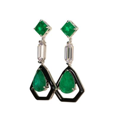 China For Hot Fashion Emerald Gemstone Jewelry Earring Wholesale Popular Wedding and Anniversary Wedding for sale