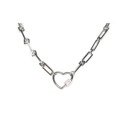 China For Manufacturer Direct Heart Shape 925 Sterling Silver Icecut Chain Link Necklace Wedding and Anniversary for sale