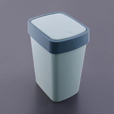 China Customized Sustainable Portable Manual Waste Bin 10L Rectangular Blue Indoor Plastic Removable for sale